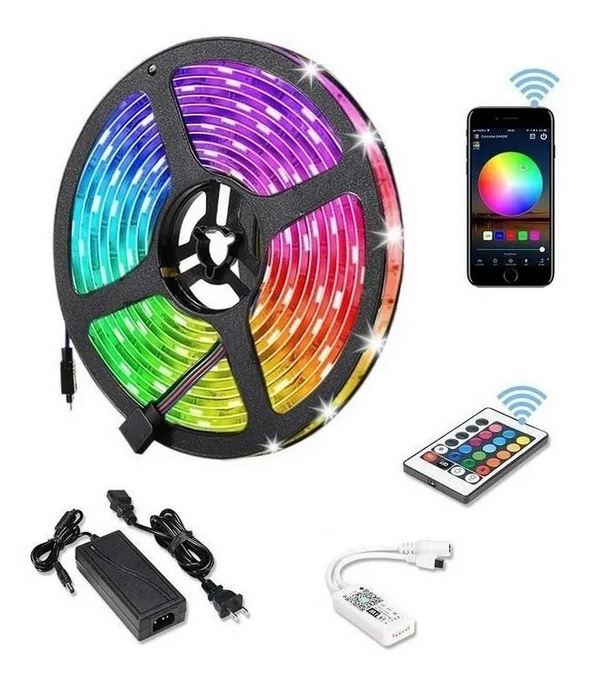 Cinta Tira Led 5050 Rgb 5mt Control + Transformador