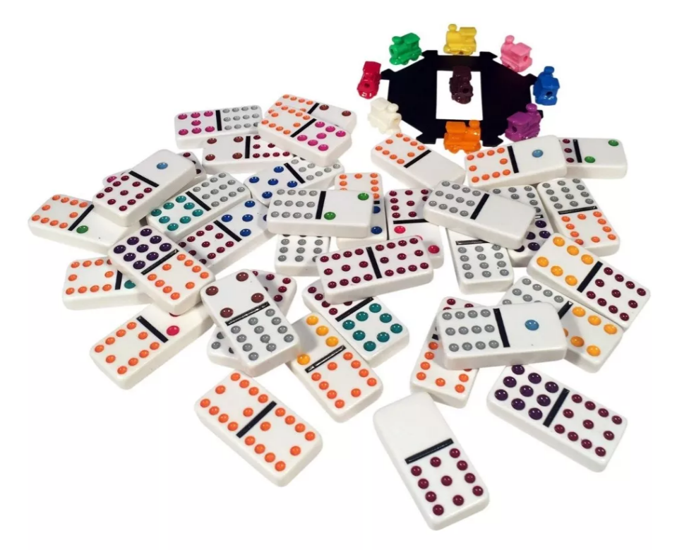 Domino Chancho 12, 91 Piezas + Tren Mexicano Caja Metálica