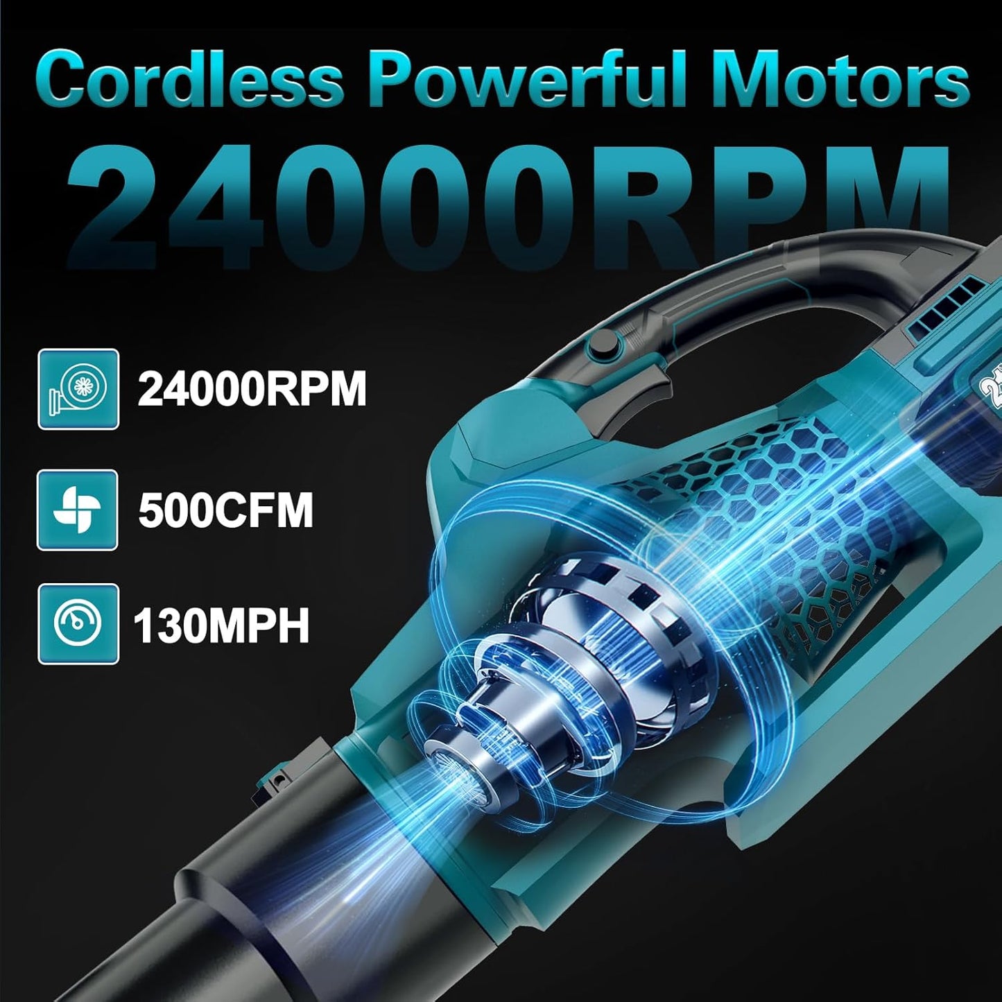 Soplador De Hojas Inalámbrico 500 Cfm 2 Baterías 21v Calidad