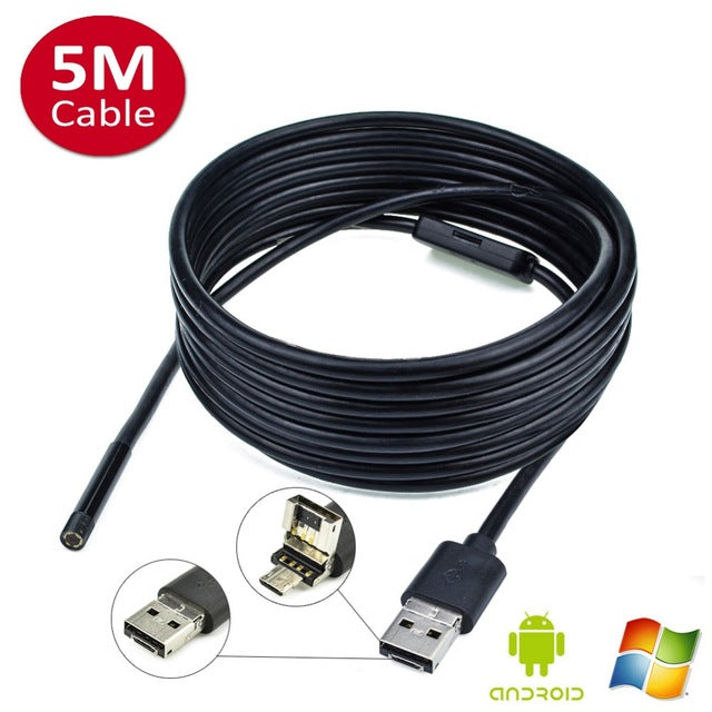Cámara Endoscópica 5 Metros 7mm 6 Leds 5m Android 3 En 1