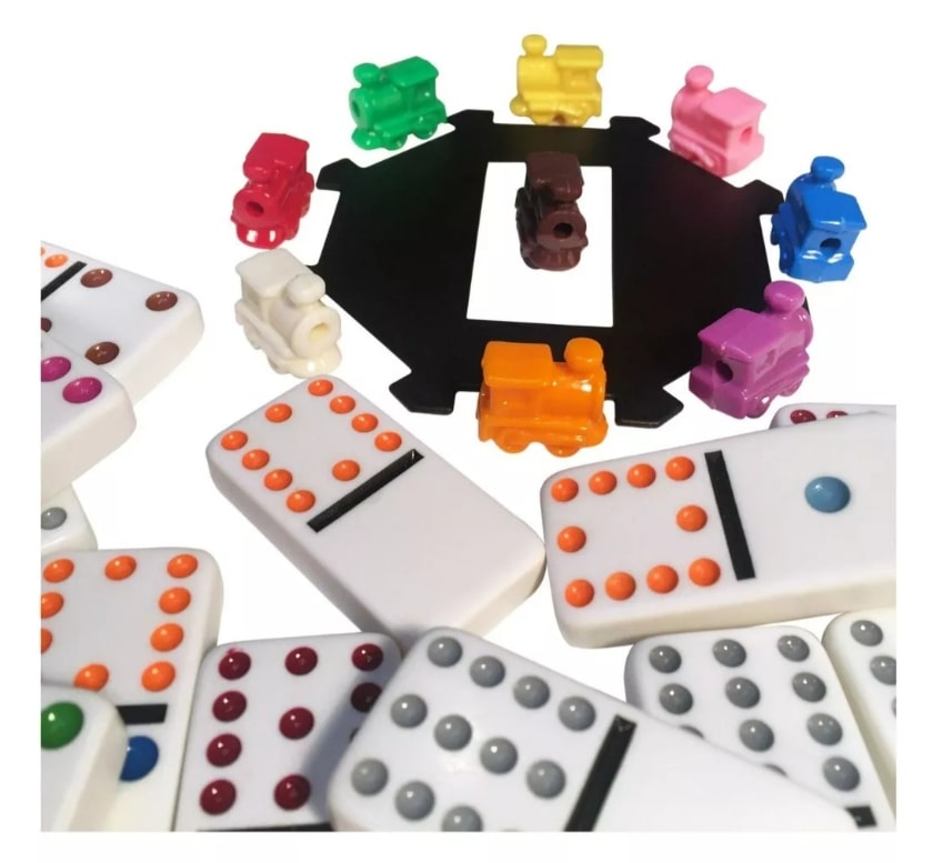 Domino Chancho 12, 91 Piezas + Tren Mexicano Caja Metálica