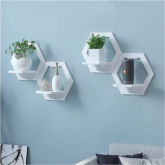 Repisas Decorativas Hexagonal Estante Flotante De Pared
