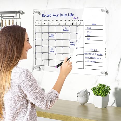 Pizarra Acrílica Calendario Mensual Magnético Refrigerador