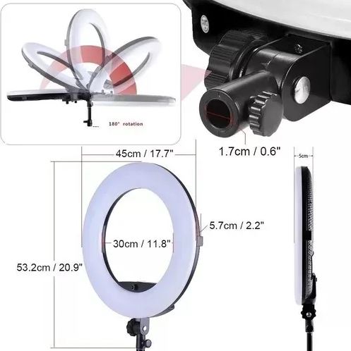 Aro De Luz Led 45cm Profesional Trípode 2.10m Control Remoto