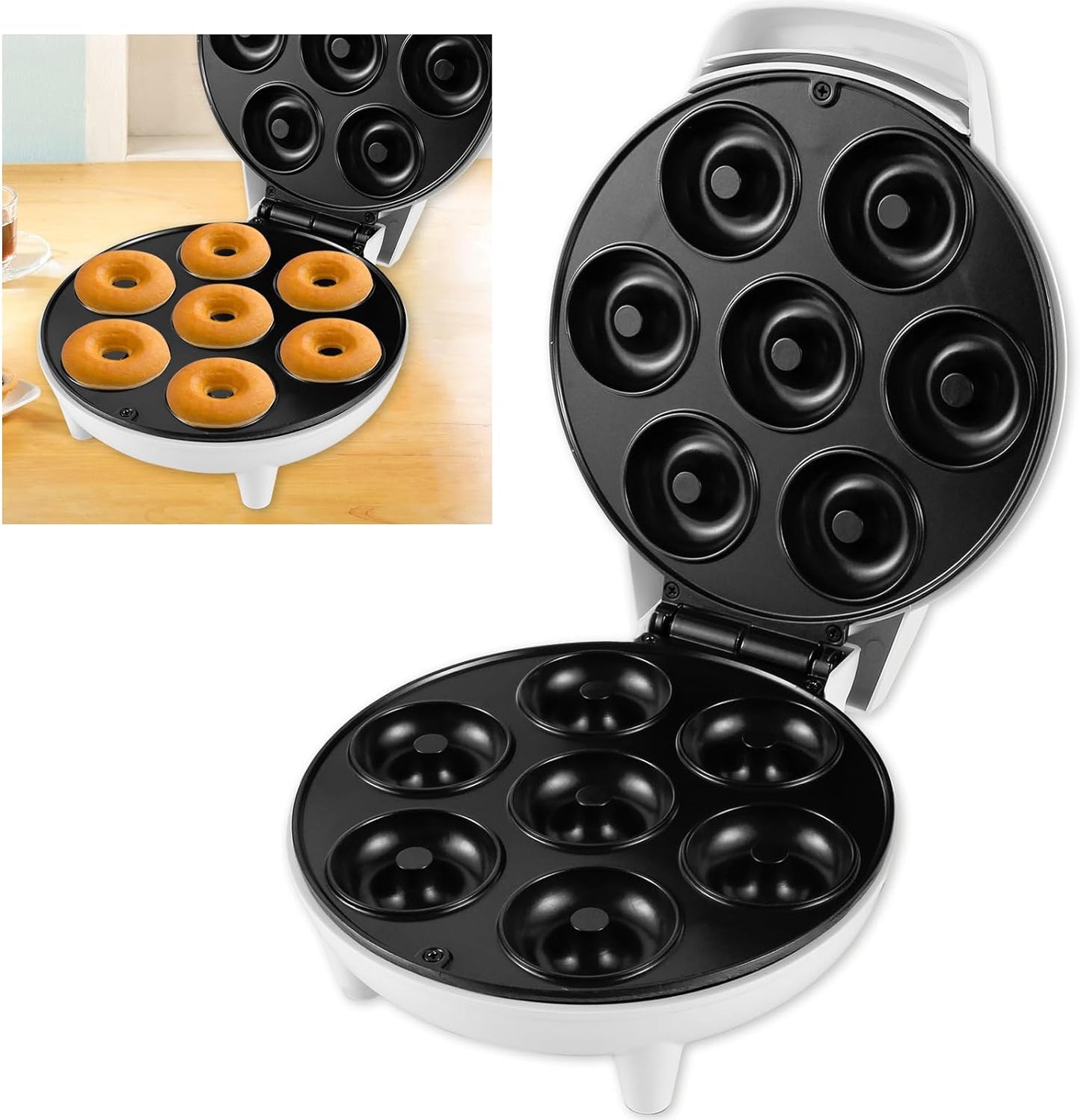Máquina Eléctrica Para Hacer 7 Mini Donas R-572 Color Blanc Color Blanco