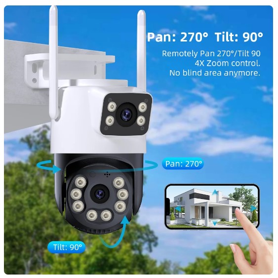 Camara Ptz Ip Wifi Doble Lente Exterior 6mp 4x Zoom Epa