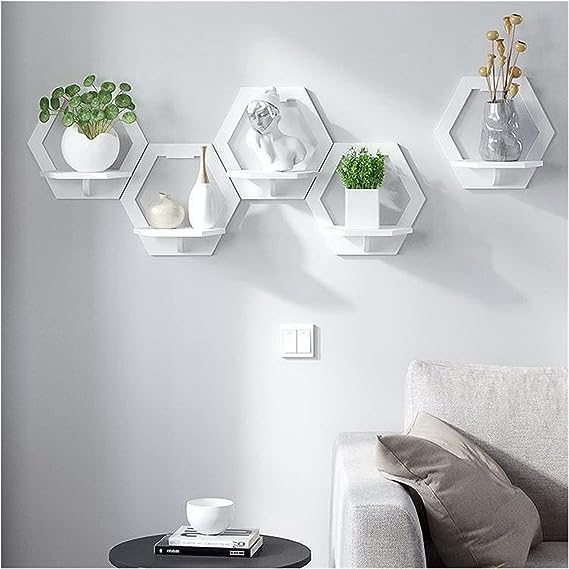 Repisas Decorativas Hexagonal Estante Flotante De Pared