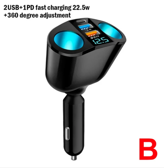 Adaptador Cargador Vehiculo, 12v-24v, 2 Puertos Usb, Tipo C