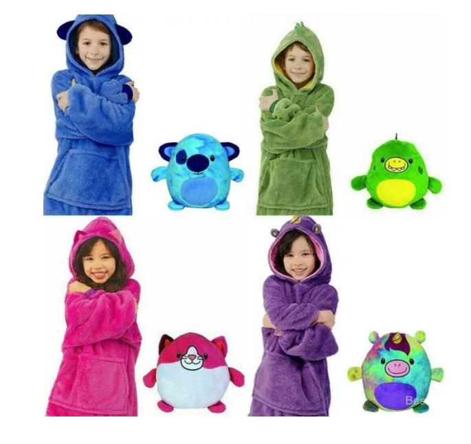 Poleron Peluche Infantil Capucha Diseño Mascotas