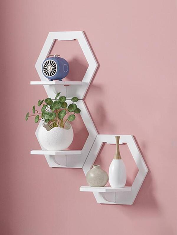 Repisas Decorativas Hexagonal Estante Flotante De Pared