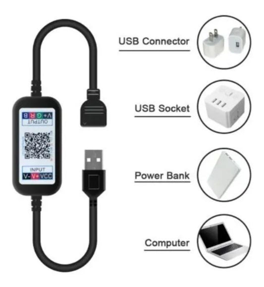 Cinta Tira Led 5050 Rgb 5mt Control + Transformador