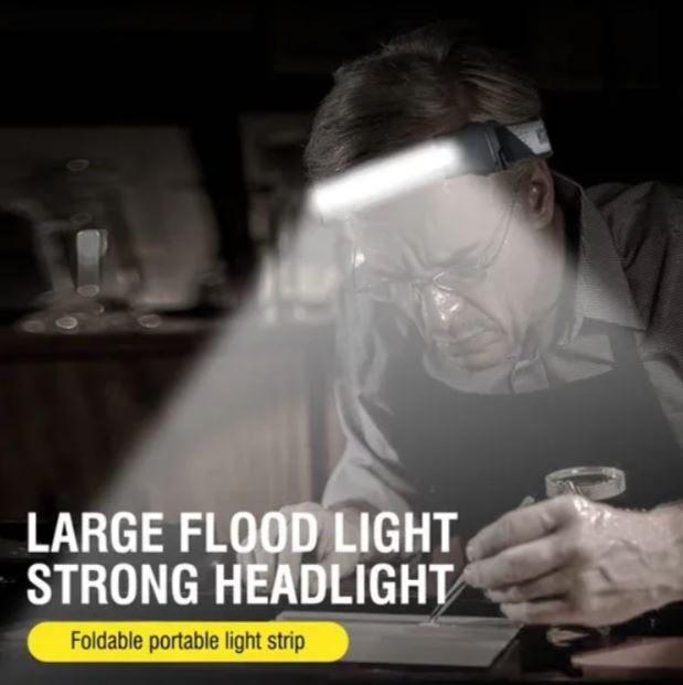 Linterna Frontal Camping Cabeza Minera Cob + Led Recargable