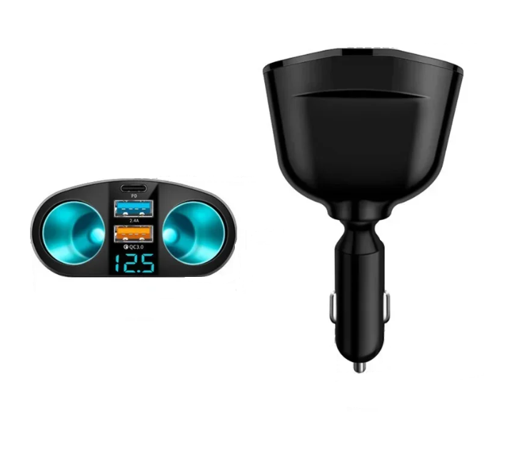 Adaptador Cargador Vehiculo, 12v-24v, 2 Puertos Usb, Tipo C
