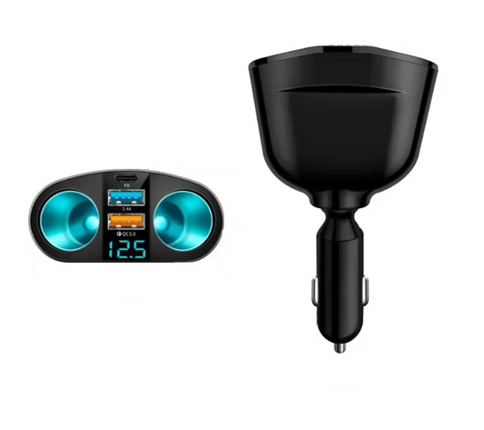 Adaptador Cargador Vehiculo, 12v-24v, 2 Puertos Usb, Tipo C