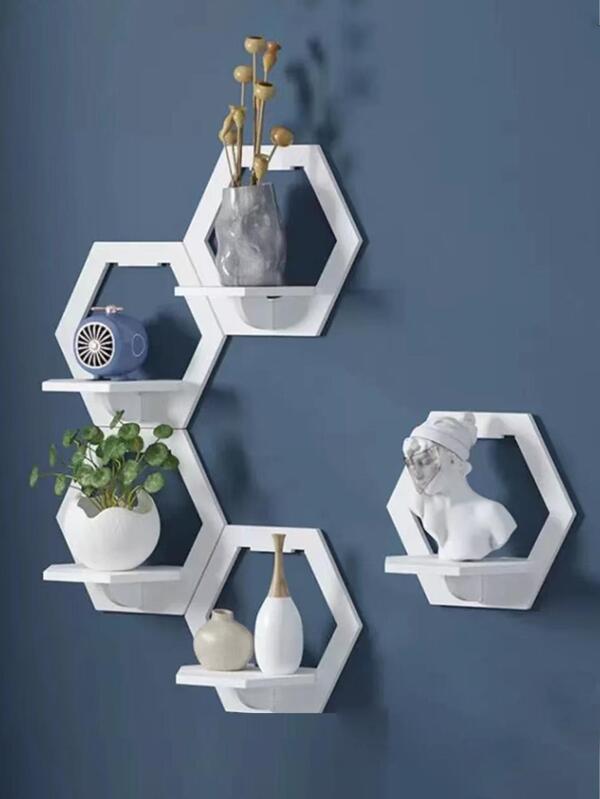 Repisas Decorativas Hexagonal Estante Flotante De Pared