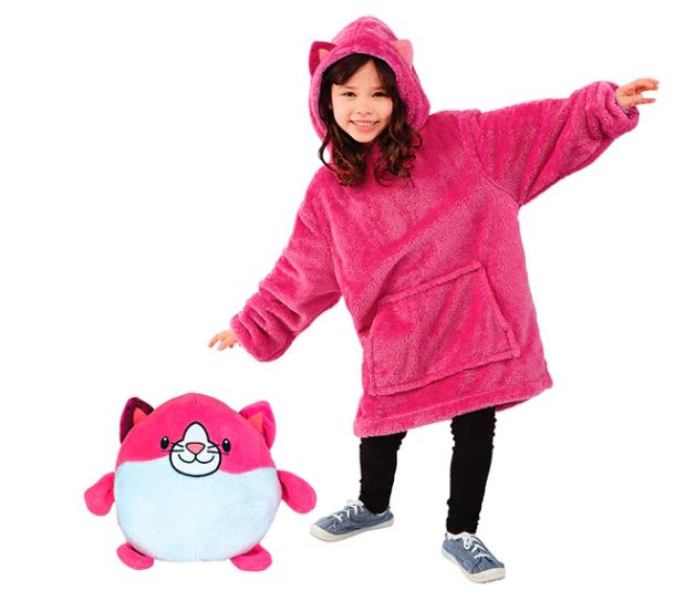 Poleron Peluche Infantil Capucha Diseño Mascotas