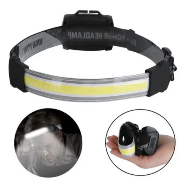 Linterna Frontal Camping Cabeza Minera Cob + Led Recargable