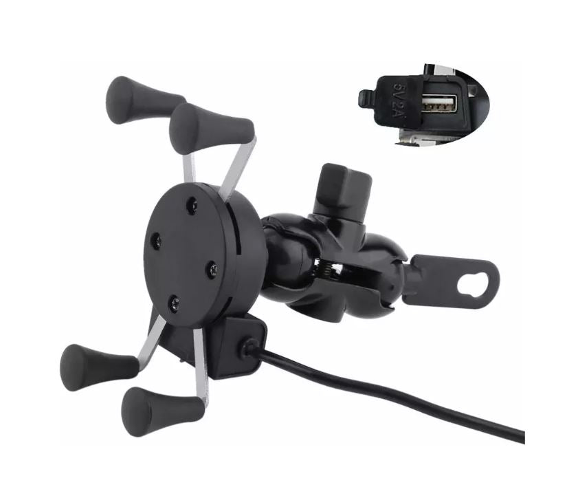 Porta Celular Para Moto Con Cargador Usb / Eshopviña