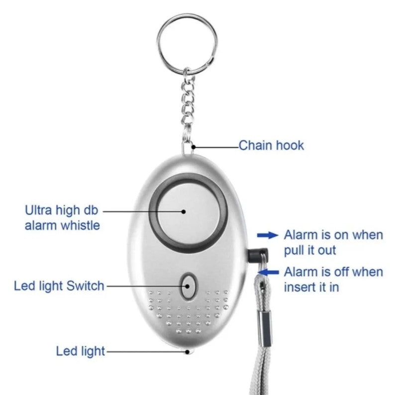 Llavero De Defensa Personal Alarma Panico Sirena Linterna