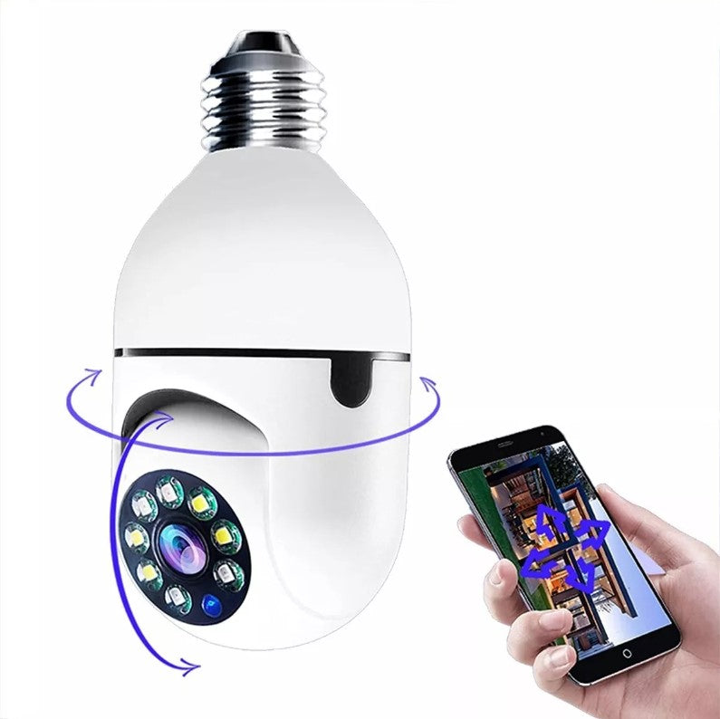 Camara Ip Ampolleta Motorizada 360° E27 Vision Nocturna. Color Blanco