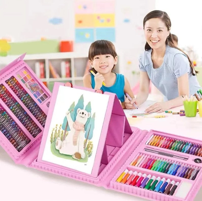 Set De Dibujo Portátil 208 Piezas De Arte Para Niños Kit Pro