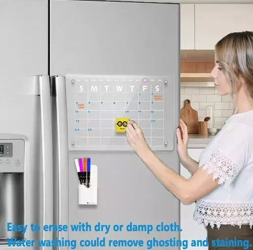 Pizarra Acrílica Calendario Mensual Magnético Refrigerador