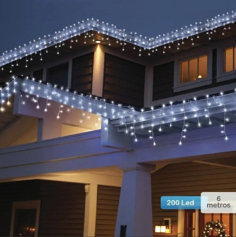 Cascada Guirnalda Cortina 100l Navidad 5m Blanca Multicolor
