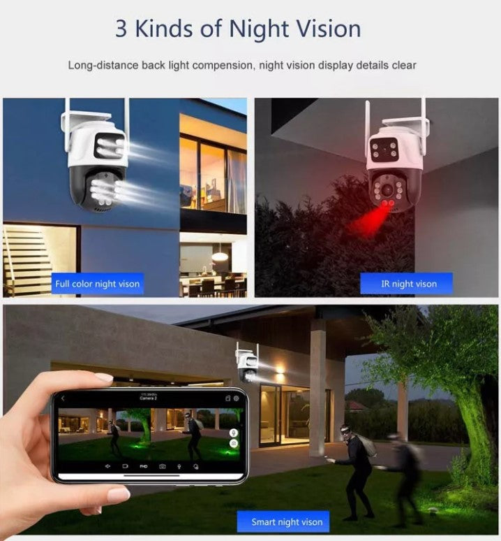 Camara Ptz Ip Wifi Doble Lente Exterior 6mp 4x Zoom Epa
