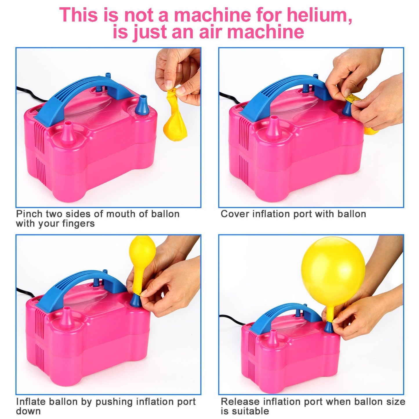 Electrónic Baloon Pump Inflador Eléctrico Globos Doble Boquilla Maquina Para Inflar Globos Infla Bombas Fiestas Inflador De Globo 2 Inyectores