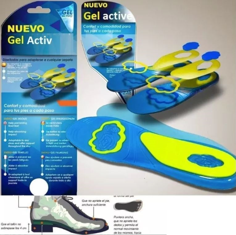 Plantilla Gel Activo, Confort, Mujer Y Hombre Uso Diario