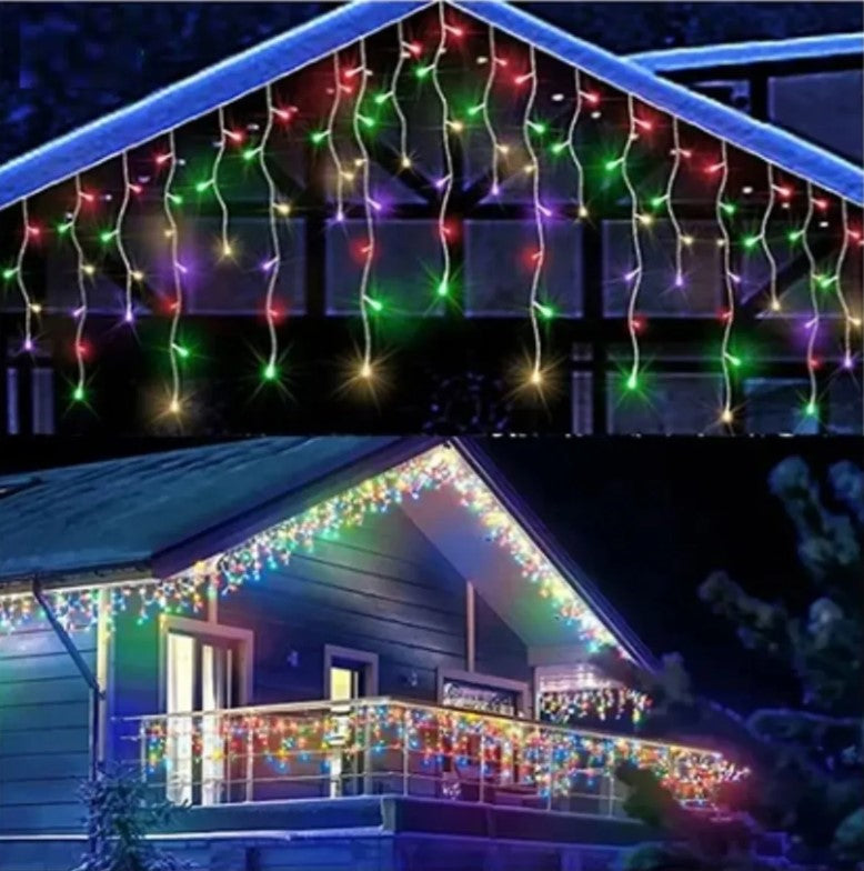 Cascada Guirnalda Cortina 100l Navidad 5m Blanca Multicolor