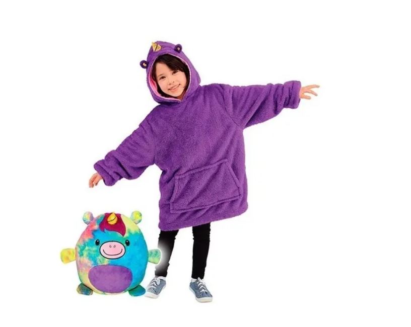 Poleron Peluche Infantil Capucha Diseño Mascotas