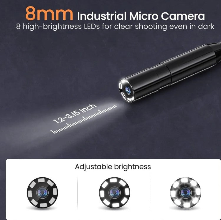 Camara Endoscopica Hd Full Color 8mm 5 Mt Con Pantalla Water