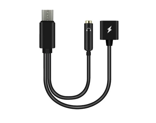 Adaptador Tipo C Cargador Y Audio Hembra 3.5mm 2 En 1