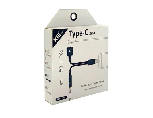 Adaptador Tipo C Cargador Y Audio Hembra 3.5mm 2 En 1